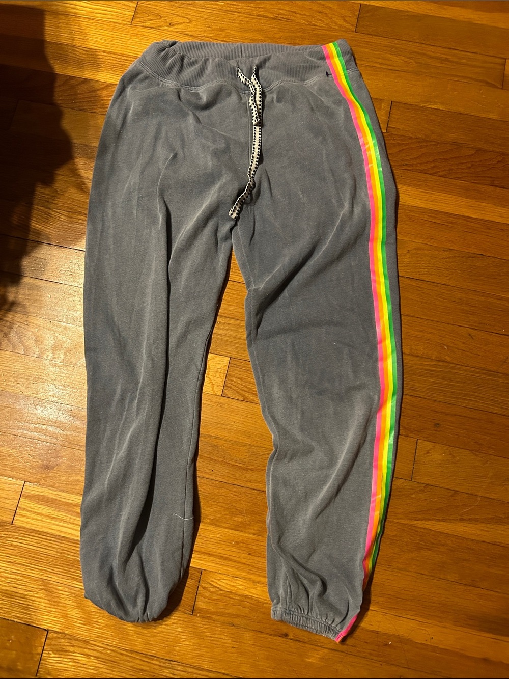 Sundry size 0/XS Gray Joggers with Rainbow Side Stripe and drawstring blue gray